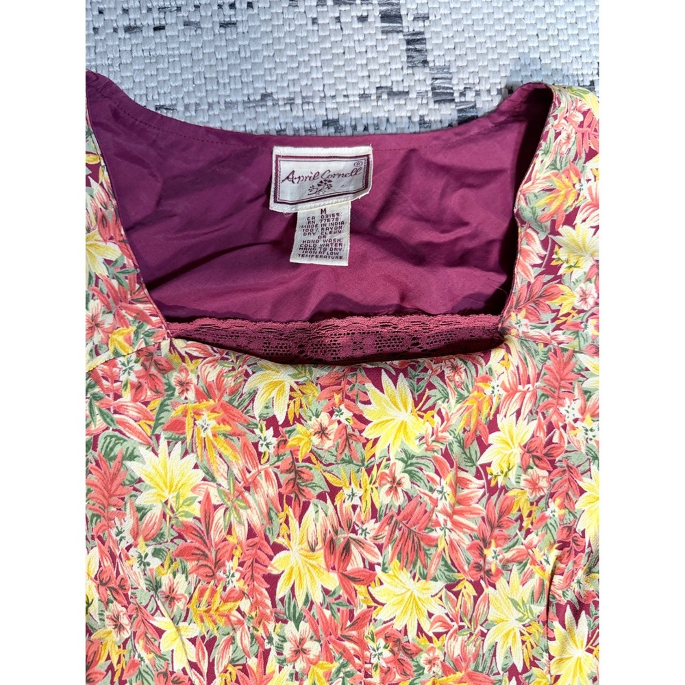 Vintage April Cornell Floral Boho Midi Dress | Y2K Cottagecore - Picture 7 of 8